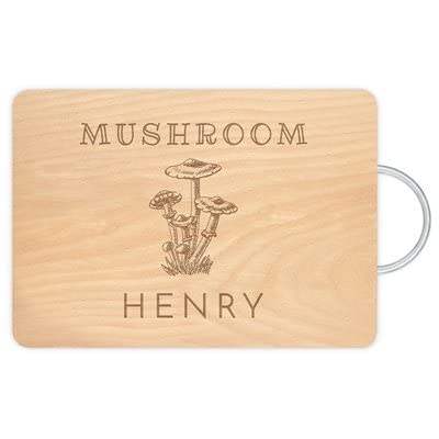 Maverton Customized Chopping Board for man - Personalized Wooden Tray for Birthday - Kitchen accessory for chef - Cheese Board with handle for husband - Serving Platter for him - MUSHROOM