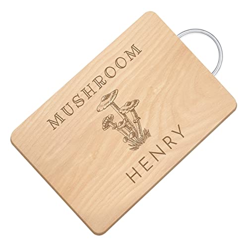 Maverton Customized Chopping Board for man - Personalized Wooden Tray for Birthday - Kitchen accessory for chef - Cheese Board with handle for husband - Serving Platter for him - MUSHROOM