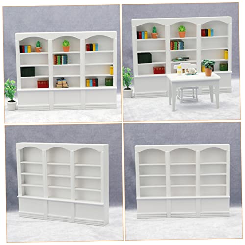 LIFKOME 1pc Mini Furniture Accessories Decked Accessories Book Display Case Mini Bookshelf Wooden Bookcase Locker Display Shelves Locker Miniture House Furniture Mini Furniture Accessory