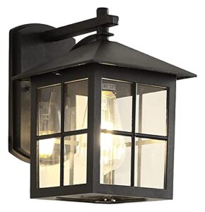 tamsoi outdoor wall lantern black matte finish, waterproof exterior wall light wall mounted sconce lighting fixture with clear shade industrial antique for entryway front door garage