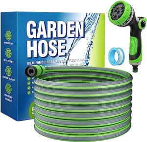 expandable garden hose water pipe, 50ft flexible water hose with 7 function spray nozzle, durable triple layer latex core garden hoses for gardening lawn car pet washing