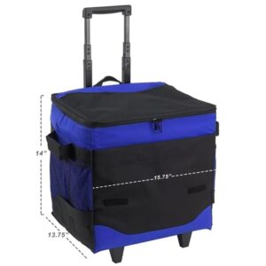 MoxAc Capacity of 60 cans can be Folded Insulation Roller Fresh Box - Royal Blue, The telescoping Handle and Wheels Make it Easy to Transport.