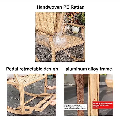 JHKZUDG PE Rattan Rocking Chairs,Patio Rocking Chairs, All-Weather Wicker Rocker Chair with Aluminum Alloy Frame,Garden Rattan Chairs,for Porch Backyard Poolside