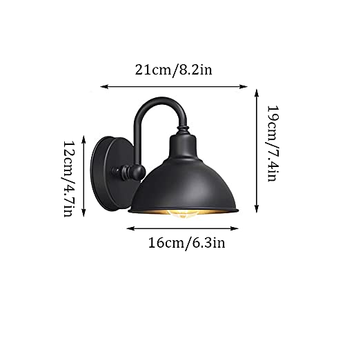 Bedroom wall lights, Wall Sconces, V-intage Industrial Country Farmhouse Wall Lantern Matte Black Iron Outdoor Wall Sconce IP65 Waterproof and Moisture-Proof Gooseneck Barn Light Villa Exterior Wall D