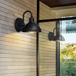 Bedroom wall lights, Wall Sconces, V-intage Industrial Country Farmhouse Wall Lantern Matte Black Iron Outdoor Wall Sconce IP65 Waterproof and Moisture-Proof Gooseneck Barn Light Villa Exterior Wall D