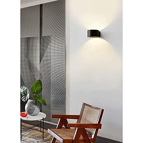 DUBDOG Bedroom Wall Lights, Wall Sconces, Modern Black Cylindrical Outdoor Wall Mount Light Warm Light 3000KLED Wall Light Matte Finish die-cast Aluminum Wall Lamp Used in Damp Places Sconce Light