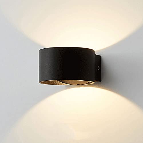 DSINEY Wall Light, Wall Sconces, Modern Black Cylindrical Outdoor Wall Mount Light Warm Light 3000KLED Wall Light Matte Finish die-cast Aluminum Wall Lamp Used in Damp Places Sconce Light