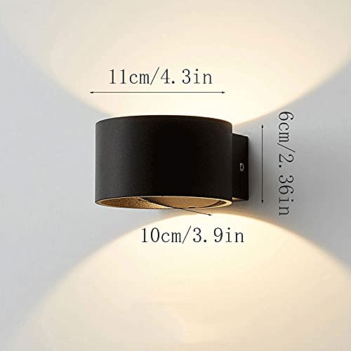 DSINEY Wall Light, Wall Sconces, Modern Black Cylindrical Outdoor Wall Mount Light Warm Light 3000KLED Wall Light Matte Finish die-cast Aluminum Wall Lamp Used in Damp Places Sconce Light