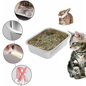 Stainless Steel Litter Bo for Cat and Rabbit Odor Control Non Stick Smooth Surface Easy to Clean Never Bend Rust roof