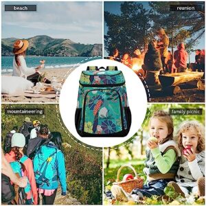 Kigai Flowers Leaves Cooler Backpack Soft Backpack Cooler Insulated Leak Proof & Waterproof Cooler Bag for Picnic Lunch Hiking Camping Beach, 36 Cans