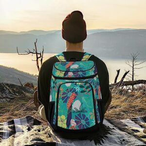 Kigai Flowers Leaves Cooler Backpack Soft Backpack Cooler Insulated Leak Proof & Waterproof Cooler Bag for Picnic Lunch Hiking Camping Beach, 36 Cans