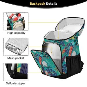 Kigai Flowers Leaves Cooler Backpack Soft Backpack Cooler Insulated Leak Proof & Waterproof Cooler Bag for Picnic Lunch Hiking Camping Beach, 36 Cans