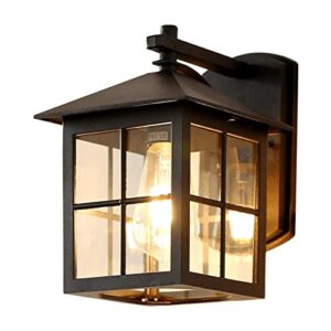 PEHUB Waterproof Sconce Porch Lights Outdoor Wall Lantern 1 Lights Exterior Wall Sconce Fixtures Wall Lamps with Clear Glass Lights Waterproof Wall Lantern in Sand Textured Exterior Light Fixture