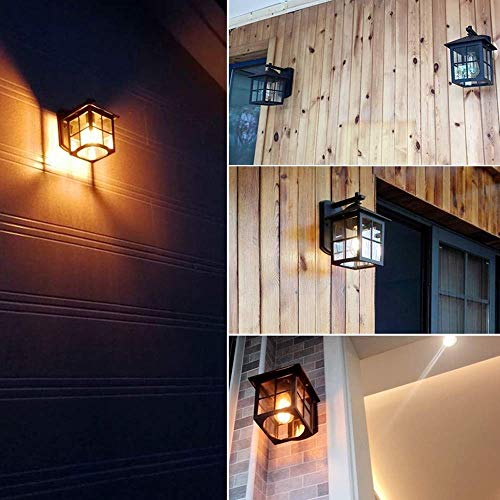 PEHUB Waterproof Sconce Porch Lights Outdoor Wall Lantern 1 Lights Exterior Wall Sconce Fixtures Wall Lamps with Clear Glass Lights Waterproof Wall Lantern in Sand Textured Exterior Light Fixture