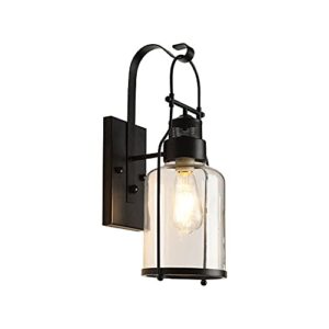 bedroom wall lights, wall sconces, simple water bottle shape simple wall mount light matte black iron body wall lamp transparent glass lampshade outdoor sconce light compatible with the commercial are