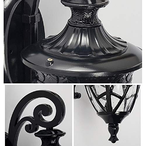 PEHUB European Retro Waterproof Wall Sconce Outdoor Lighting Clear Glass Lantern Wall Lamp Anti-Rust Wall Light Front Porch Garage Entrance Decorative Fixture Surface Mount Exterior Light Fixture