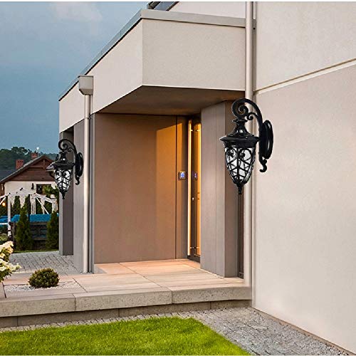 PEHUB European Retro Waterproof Wall Sconce Outdoor Lighting Clear Glass Lantern Wall Lamp Anti-Rust Wall Light Front Porch Garage Entrance Decorative Fixture Surface Mount Exterior Light Fixture