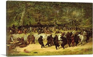 artcanvas the bear dance 1850 canvas art print by william holbrook beard - 12" x 8" (0.75" deep)