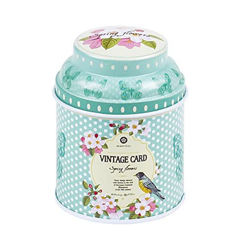 Connoworld 2018 New Vintage Flowers Cylinder Mini Tin Case Candy Tea Package Container Storage Box