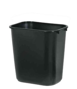 rubbermaid comm prod fg295600bla office wastebasket, black, rectangle, 28-1/8-qts. - quantity 12