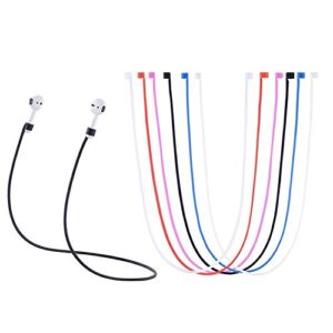 motanar airpods straps, soft silicone sport earphones anti-lost strap, colorful wire cable connector for apple airpods wireless bluetooth earphones (6 pack)
