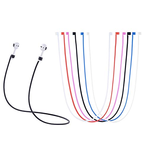 MOTANAR AirPods Straps, Soft Silicone Sport Earphones Anti-Lost Strap, Colorful Wire Cable Connector for Apple Airpods Wireless Bluetooth Earphones (6 Pack)