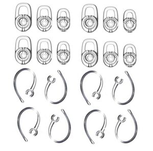 zotech earbud gel & ear hook for plantronics, 12 pcs (small/medium/large) clear replacement eargel & 8 pcs clear ear hook, fit for plantronics m155 m165 m1100 m100 m55 m28 m25 voyager edge