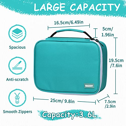 VASCHY Large Pencil Case, Art Color Pencils Pouch with Detachable Layers Multiple Zip Pockets for School Office Stationary Organization Turq