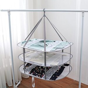 Looca 3-Tier Folded Mesh Clothes Hanging Dryer Sweater Drying Rack 30.3" L * 24.5" W*30.7" H