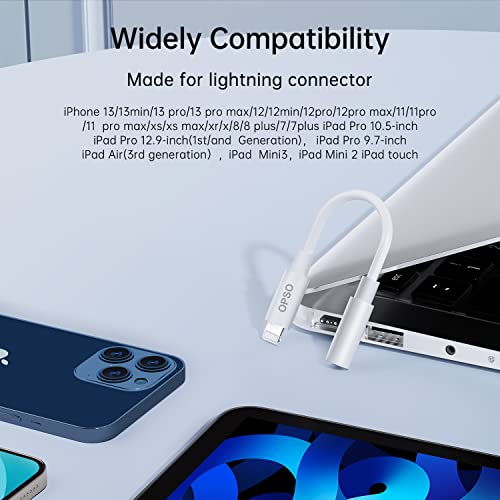 [Apple MFi Certified] Lightning to 3.5 mm Headphone Jack Adapter iPhone Headphone Adapter Jack Converter Compatible with iPhone 14/13/12/11/8/X/Xr/Xs/7, Music Control & Calling Function Support iOS