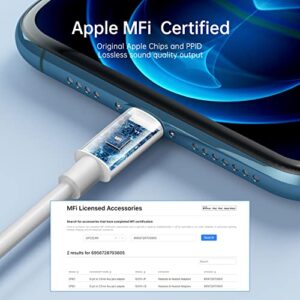 [Apple MFi Certified] Lightning to 3.5 mm Headphone Jack Adapter iPhone Headphone Adapter Jack Converter Compatible with iPhone 14/13/12/11/8/X/Xr/Xs/7, Music Control & Calling Function Support iOS