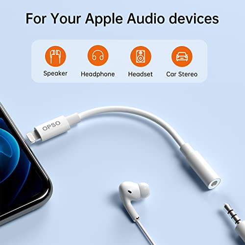 [Apple MFi Certified] Lightning to 3.5 mm Headphone Jack Adapter iPhone Headphone Adapter Jack Converter Compatible with iPhone 14/13/12/11/8/X/Xr/Xs/7, Music Control & Calling Function Support iOS