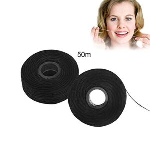 8Pcs/Pack Bamboo Charcoal Dental Flosser Mint Flavor Dental Floss Built-in Spool Flat Wire Replacement Core Dental Floss 50M Each(Comes with a Box for Easy Carrying) (Black)
