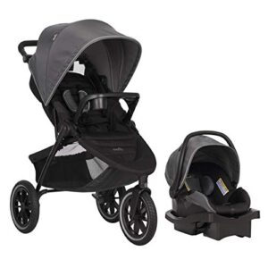 evenflo folio3 stroll & jog travel system with litemax 35 infant car seat, skyline