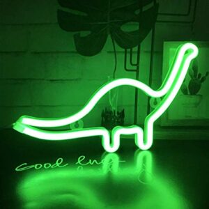 qiaofei cute dinosaur night light for kids gift's led dinosaur neon signs dino lamp for wall decor bedroom decorations home party holiday decor battery or usb operated table night light signs
