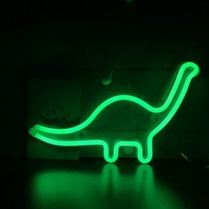 QiaoFei Cute Dinosaur Night Light for Kids Gift's LED Dinosaur Neon Signs Dino Lamp for Wall Decor Bedroom Decorations Home Party Holiday Decor Battery or USB Operated Table Night Light Signs