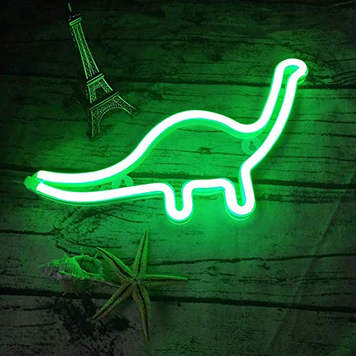 QiaoFei Cute Dinosaur Night Light for Kids Gift's LED Dinosaur Neon Signs Dino Lamp for Wall Decor Bedroom Decorations Home Party Holiday Decor Battery or USB Operated Table Night Light Signs