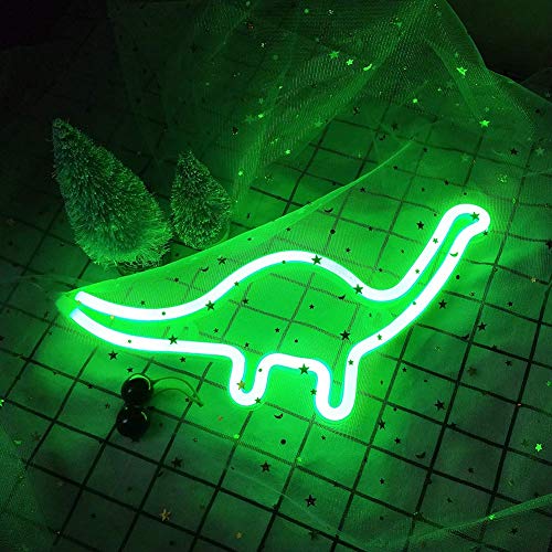 QiaoFei Cute Dinosaur Night Light for Kids Gift's LED Dinosaur Neon Signs Dino Lamp for Wall Decor Bedroom Decorations Home Party Holiday Decor Battery or USB Operated Table Night Light Signs