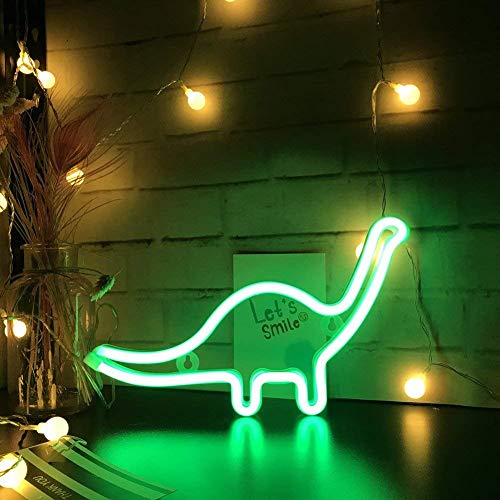 QiaoFei Cute Dinosaur Night Light for Kids Gift's LED Dinosaur Neon Signs Dino Lamp for Wall Decor Bedroom Decorations Home Party Holiday Decor Battery or USB Operated Table Night Light Signs