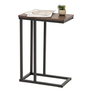 iris usa sdt metal side, wood accent sofa end table computer desk coffee snack, night stand, c-shape basic