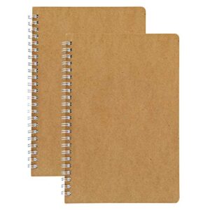 hulytraat spiral journal blank sketch book pad, 5.5 x 8.25 inches a5, kraft, 80-page 40-sheet drawing notebook 2-pack (nbp2)