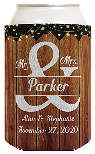 Custom Wedding Can Coolies Mr & Mrs Your Names & Date Personalized Wedding Favors Wedding Decorations Party 96 Pack Can Coolie Drink Coolers Coolies Multi