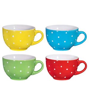 bruntmor | large coffee mug - 24 oz polka dots mug - ceramic soup mug - large cereal cups with handles - suitable as tea, cocoa & coffee mugs - easy-to-clean - comfortable handle