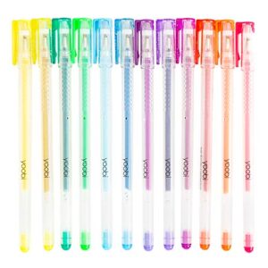 yoobi glitter gel pens 12-pack | 12 awesomely bright colors | no-slip grip | 1.0mm medium tip