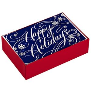 hallmark boxed holiday cards, happy holidays (40 blue and silver cards with envelopes) (1xpx5163)