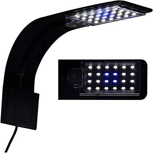 IC INSTANT COACH 10W Super Slim Aquarium Fish Tank 5730 LED Light Clip-on Lamp Aquatic Plant Lighting (Black Body White+Blue Light)