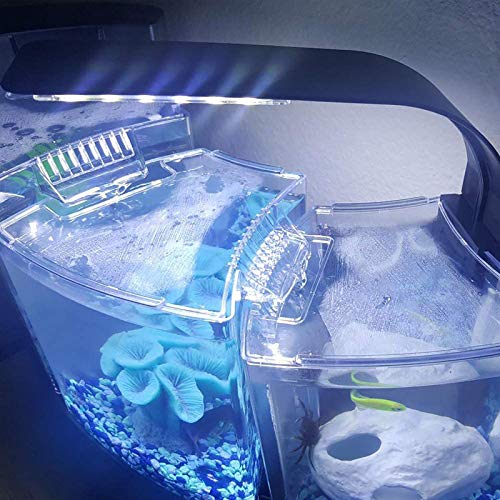 IC INSTANT COACH 10W Super Slim Aquarium Fish Tank 5730 LED Light Clip-on Lamp Aquatic Plant Lighting (Black Body White+Blue Light)