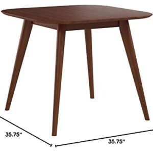 Christopher Knight Home Bass Mid Century Modern Square Faux Wood Dining Table, Walnut Finish, 35.75D x 35.75W x 30H in