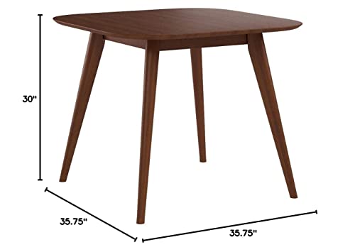 Christopher Knight Home Bass Mid Century Modern Square Faux Wood Dining Table, Walnut Finish, 35.75D x 35.75W x 30H in