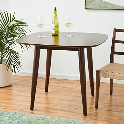 Christopher Knight Home Bass Mid Century Modern Square Faux Wood Dining Table, Walnut Finish, 35.75D x 35.75W x 30H in